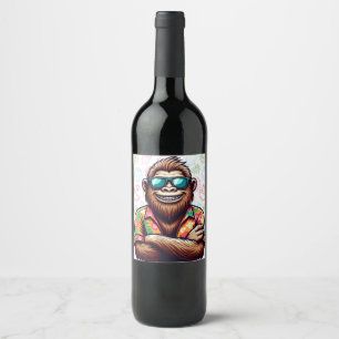 Tropisch/Beach yeti/bigfoot Weinetikett