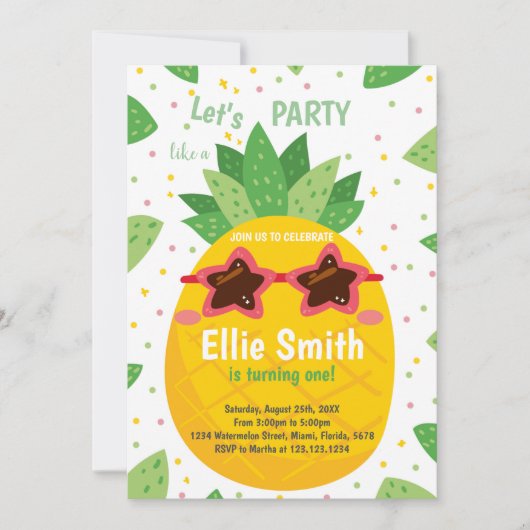 Tropisch bearbeitbare Summer Party Card Einladung (Vorderseite)