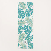 Tropisch blau, goldfarbene Blätter und Monogramm Yogamatte (Vorderseite)