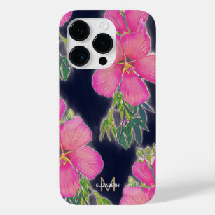 Tropisch Blau-Rosa-Hibiskus Blume Malerei Case-Mate iPhone 14 Pro Hülle