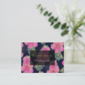 Tropisch Blau-Rosa-Hibiskus Blume Malerei Visitenkarte (Stehend Vorderseite)