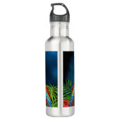 Tropisch-blaue Himmelsschnecken Blätter Sommername Edelstahlflasche (Rückseite)