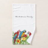 Tropisch-blaue Papageien Sommerfamilie Weiß Badhandtuch Set (Handtuch)