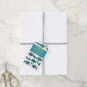 Tropisch blauer Fisch und Herz Geschenkanhänger (Mit Garn)