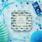 Tropisch blauer Fisch und Herz Pappteller (Party)