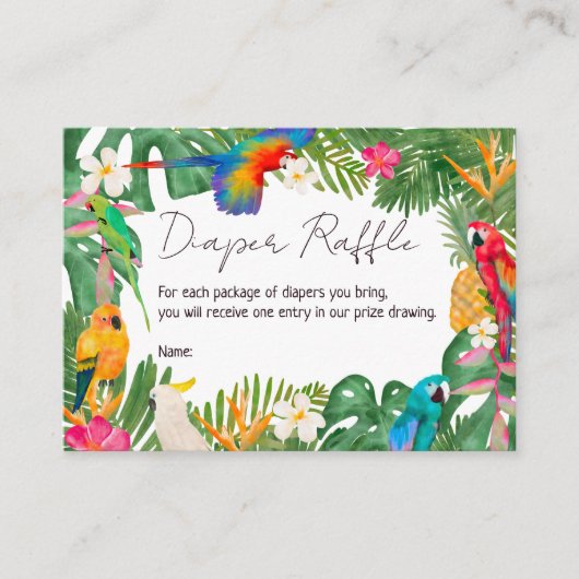 Tropisch-blumengesäumte Papageien-Windpreisraffine Begleitkarte (Vorderseite)