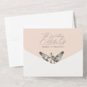 Tropisch Bohemische Blütenblütenhochzeit All In One Einladung (Rückseite)