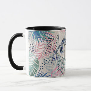 Tropisch, botanisch, Blätter aus Palmen, blühend, Tasse