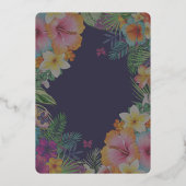 Tropisch bunter Hibiskus hawaiianische Sommerhochz Folieneinladung (Rückseite)