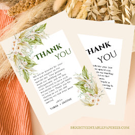 Tropisch delikate Pampas Grass Boho Chic Wedding Dankeskarte