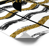 Tropisch druckbare Schwarz-Gold-Palmen-Treppe Poster (Ecke)