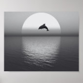 Tropisch-druckbare Schwarz-Weiß-Dolphin-Kunst Poster (Vorne)