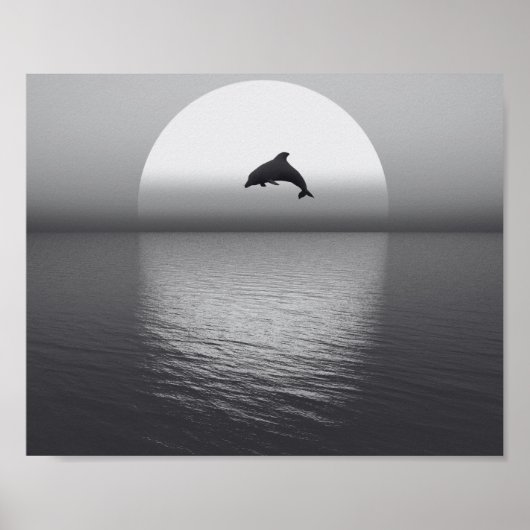 Tropisch-druckbare Schwarz-Weiß-Dolphin-Kunst Poster (Vorne)