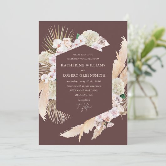 Tropisch-elegante Blumenzettel Einladung (Stehend Vorderseite)