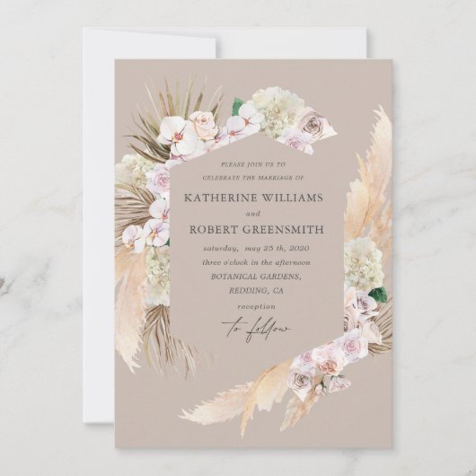 Tropisch-elegante Blumenzettel Einladung (Vorderseite)