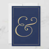 Tropisch elegante Hochzeit mit blauem goldfarbenem Einladung (Rückseite)