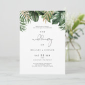 Tropisch-elegante Hochzeitseinladung mit Foto Einladung (Stehend Vorderseite)