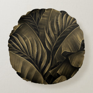 Tropisch Exotic: Grunge Goldene Natur Rundes Kissen
