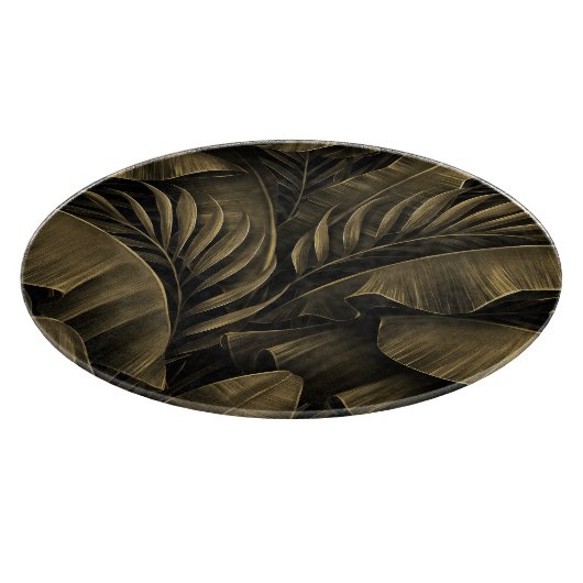Tropisch Exotic: Grunge Goldene Natur Schneidebrett (Ecke)