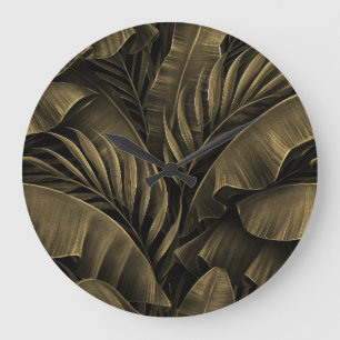Tropisch Exotisch: Grunge Golden Nature Große Wanduhr