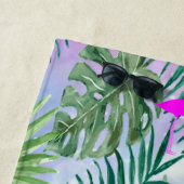 Tropisch exotisch, Palm-Blätter, Flamingos in Lieb Strandtuch (Beispiel)