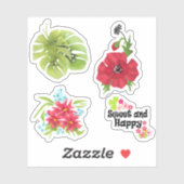 Tropisch exotische helle Monstera Blätter Aquarell Aufkleber (Blatt)