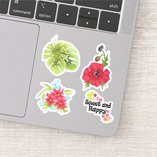 Tropisch exotische helle Monstera Blätter Aquarell Aufkleber (Detail)