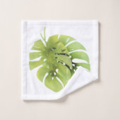 Tropisch exotische Monstera Blätter Aquarell e Badhandtuch Set (Waschlappen)