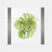 Tropisch exotische Monstera Blätter Aquarell e Fleecedecke (Vorderseite (Horizontal))