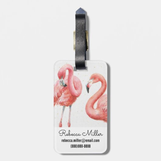 tropisch| Familie von Flamingos Gepäckanhänger (Rückseite vertikal)