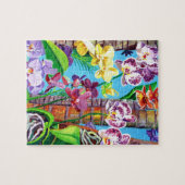 Tropisch-farbene Orchideen und Puzzles aus Palmen (Horizontal)