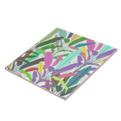 Tropisch farbenfrohe Bananenstauden, weißes Muster Fliese (Seite)