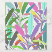 Tropisch farbenfrohe Bananenstauden, weißes Muster Weinetikett (Einzelnes Label)