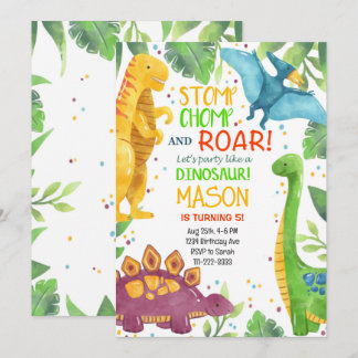 Tropisch farbenfrohe Dinosaurier zum Geburtstag Ei Einladung