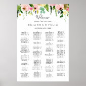 Tropisch farbenfrohe fallalphabetische Sitzkarte Poster (Vorne)