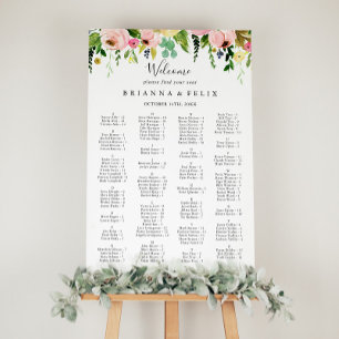 Tropisch farbenfrohe fallalphabetische Sitzkarte Poster