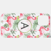 Tropisch farbenfrohe Flamingo und Blätter P & Mono Case-Mate iPhone Hülle (Rückseite (Horizontal))