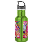 Tropisch farbenfrohe hawaiianische Printwerbung Edelstahlflasche (Rückseite)