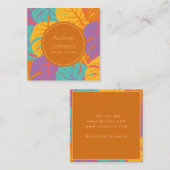 Tropisch farbenfrohe Palmen Blätter Exotisches Som Quadratische Visitenkarte (Vorne/Hinten)