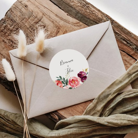 Tropisch farbenfrohe Sommer Hochzeiten Umschlag Au Runder Aufkleber