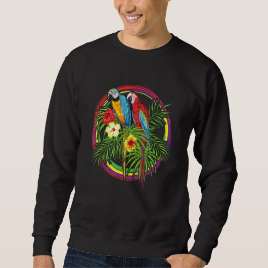 Tropisch farbenfrohe Vögel Papagei Macao Cockatoo Sweatshirt (Vorderseite)