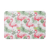 Tropisch farbenfroher Flamingo und Blätter Badematte (Vorderseite)