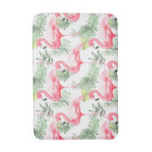Tropisch farbenfroher Flamingo und Blätter Badematte (Vorderseite Vertikal)