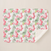 Tropisch farbenfroher Flamingo und Blätter Sherpadecke (Vorderseite (Horizontal))