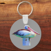 tropisch-farbenfroher Pelican Schlüsselanhänger (Vorderseite)