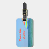 Tropisch farbenfroher Strand Umbrella Ozeanblick Gepäckanhänger (Vorderseite vertikal)