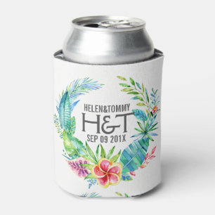 Tropisch farbige Blume Hochzeitskranz Dosenkühler