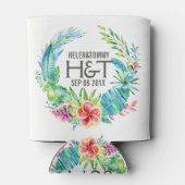 Tropisch farbige Blume Hochzeitskranz Dosenkühler (Rückseite)