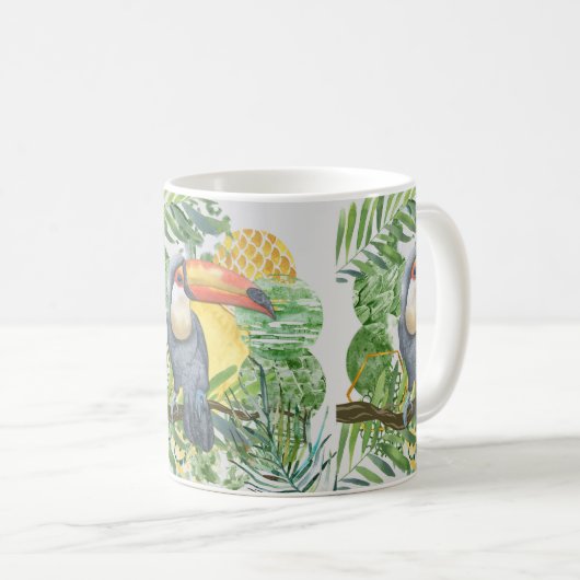 Tropisch-farbiger Toucan Bird: Exotic Wildlife Kaffeetasse (VorderseiteRechts)