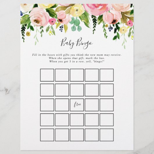 Tropisch farbiges Baby Bingo Duschspiel (Vorderseite)